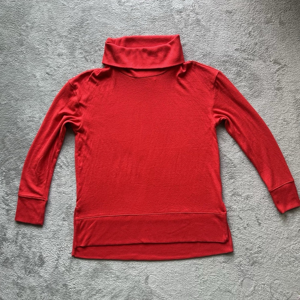 GAP Red Mock Neck Pullover Top Women S NWT Long‎ Sleeve Stretch Cozy Fall Winter